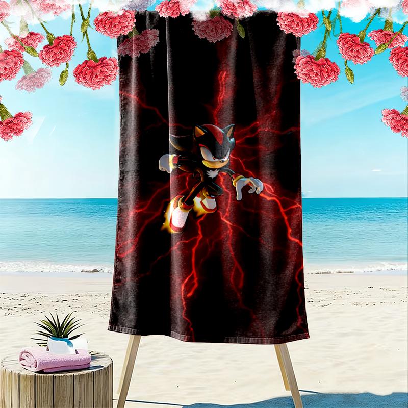 1pc SONIC Beach Towel, A Vibrant Beach Towel Suitable for Outdoor Activities, Camping, Hiking