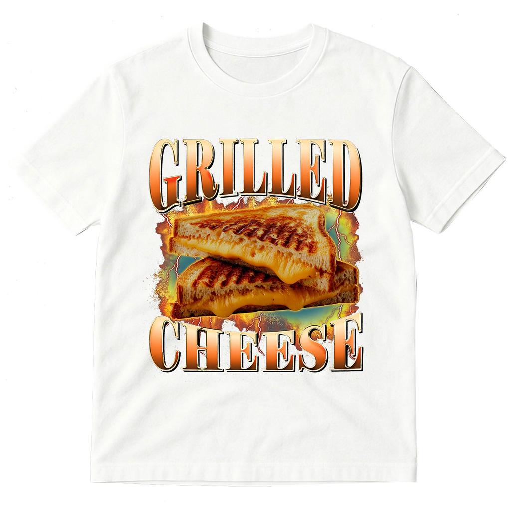 Grilled Cheese Funny Sandwich Graphic Tshirts Unisexs Fashion Cotton Tshirt Harajuku Short Sleeve Oversized T Shirts Streetwear