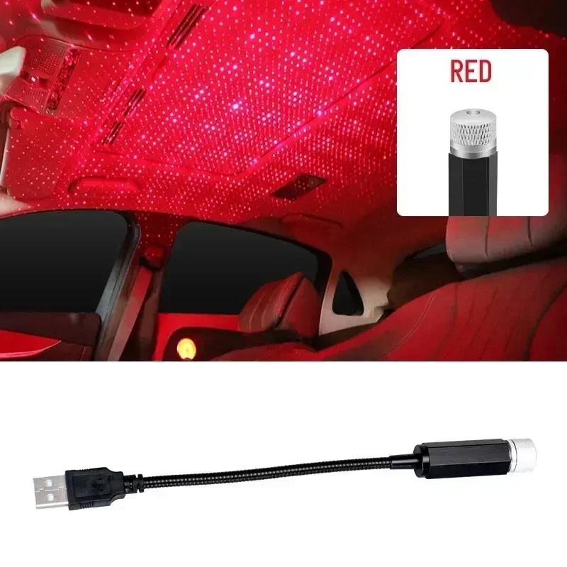 

Автомобільна Портативна Декоративна Лампа LED USB Регульована Весільний Автомобіль Салон Стеля Декор Дах Зірка Проектор Проекція Нічне Світло червоний