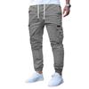 Men's Autumn Winter Black Cargo Joggers Drawstring Waist Multi Pocket Tapered Pants