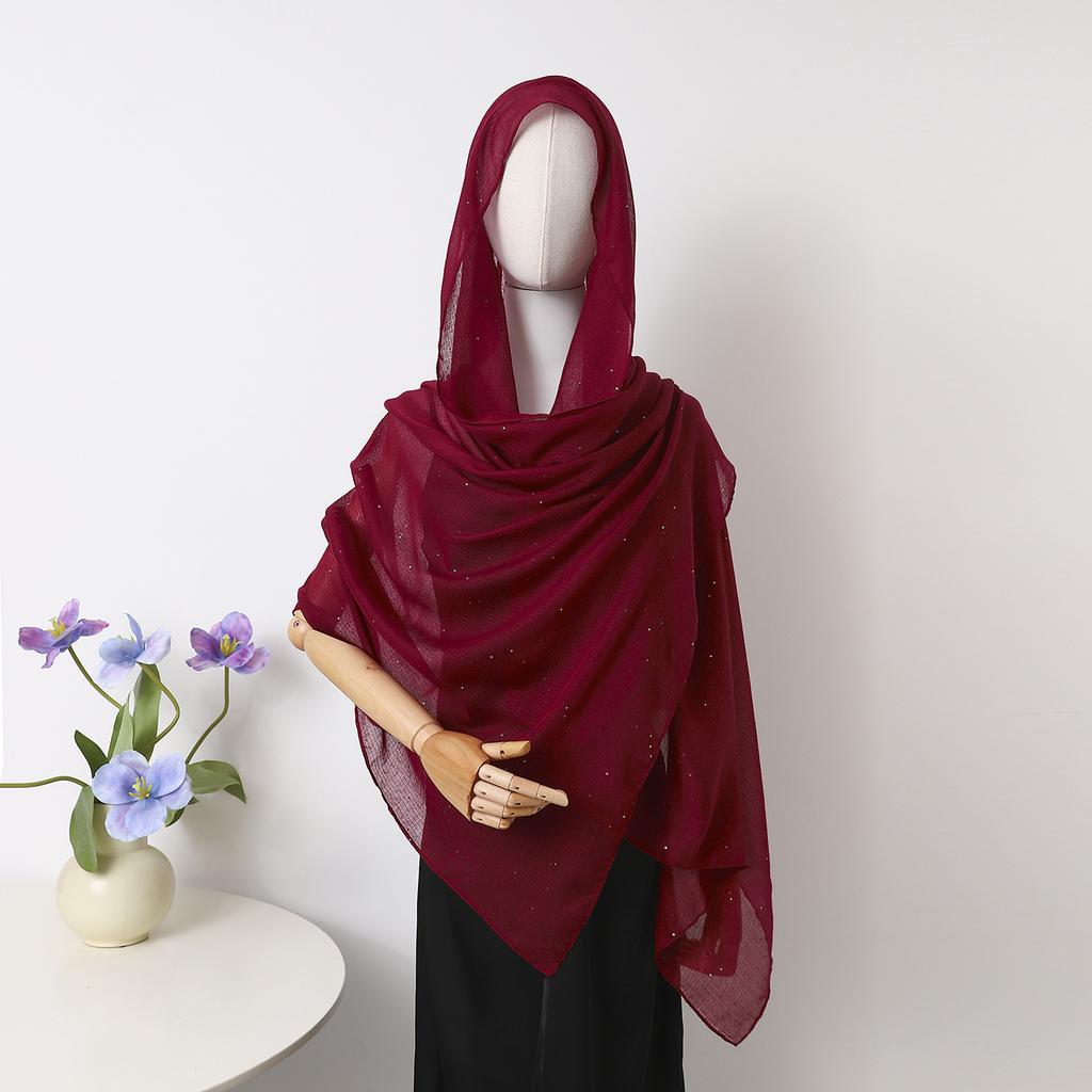Spot Thin Solid Color Polyester Cotton Monochrome Sprinkled Gold Small Sequins Scarf Women'S Bag Headscarf Shawl Xiyin