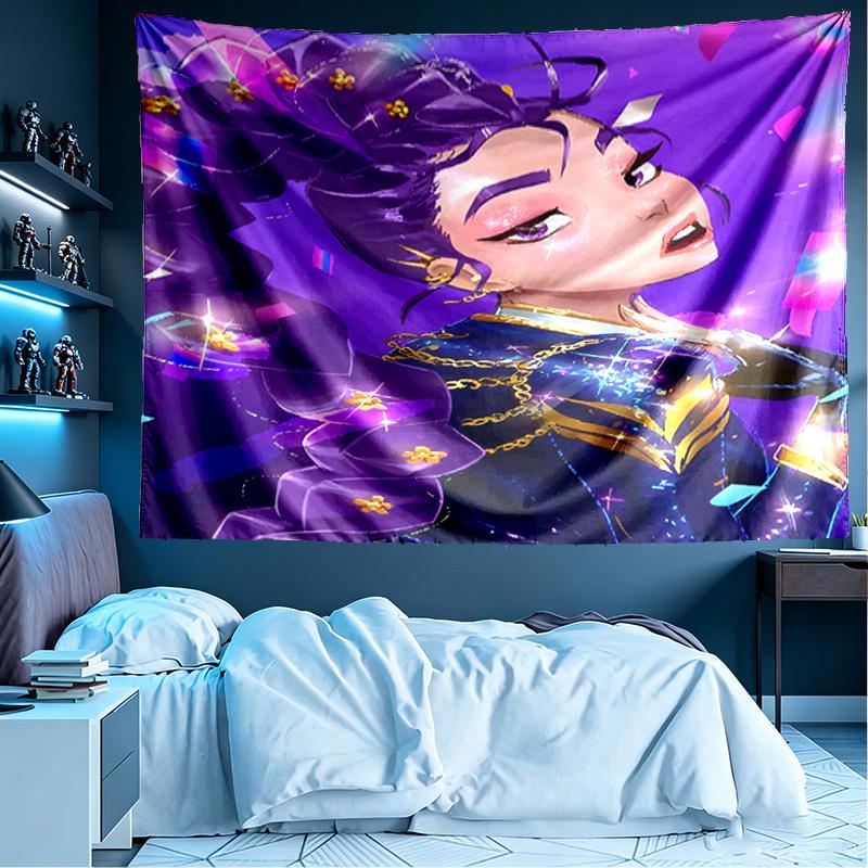 KPop İblis Avcıları Baskılı Duvar Halısı, Hafif Duvar Askısı, Yatak Odası, Yurt Odası, Oturma Odası, Ev Sanat Dekorasyonu için - Arkadaşlar için Doğum Günü Noel Hediyesi