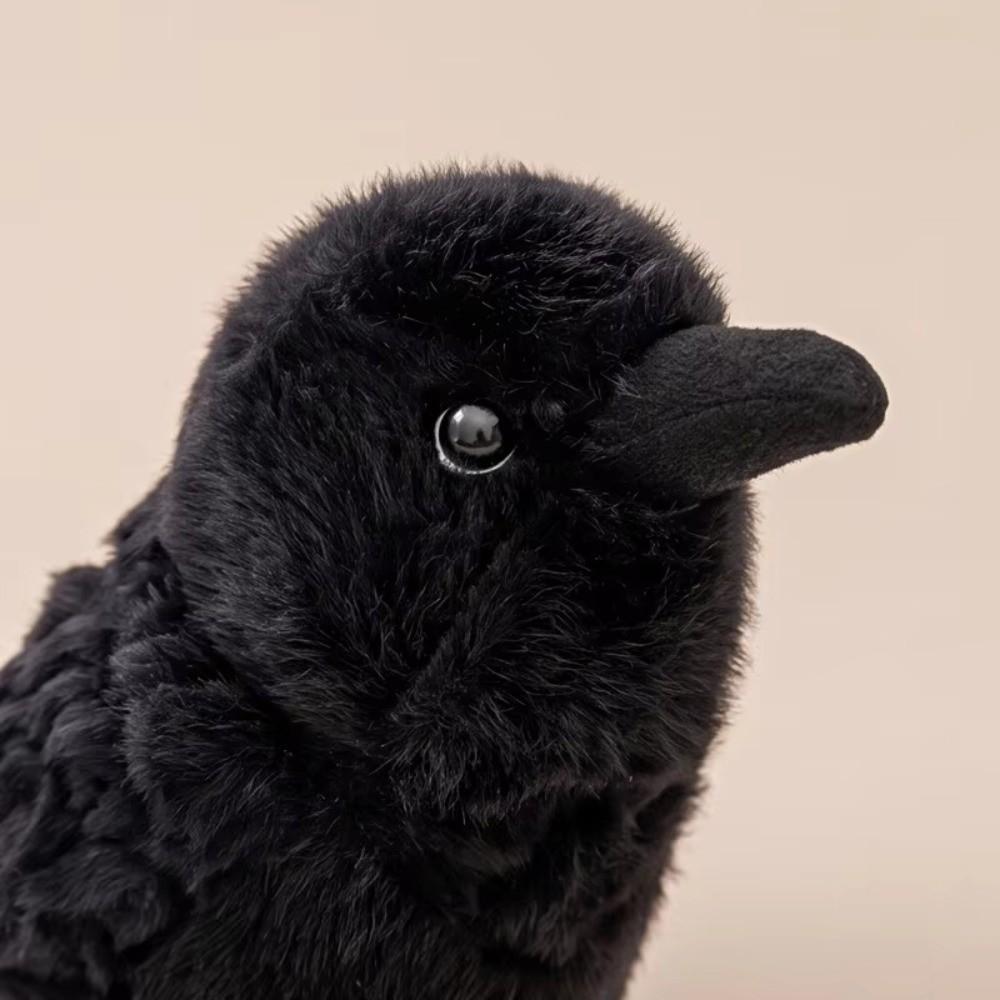 Soft Fabric Realistic Crow Plush Toy Black Color Gothic Crow Stuffed Toy Bird Soft Doll  Home Decor