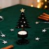 Metal Christmas Tree Candlestick Small Tree Shaped Candle Holder Holiday Tabletop Centerpiece for Home Shelf Fireplace Decor