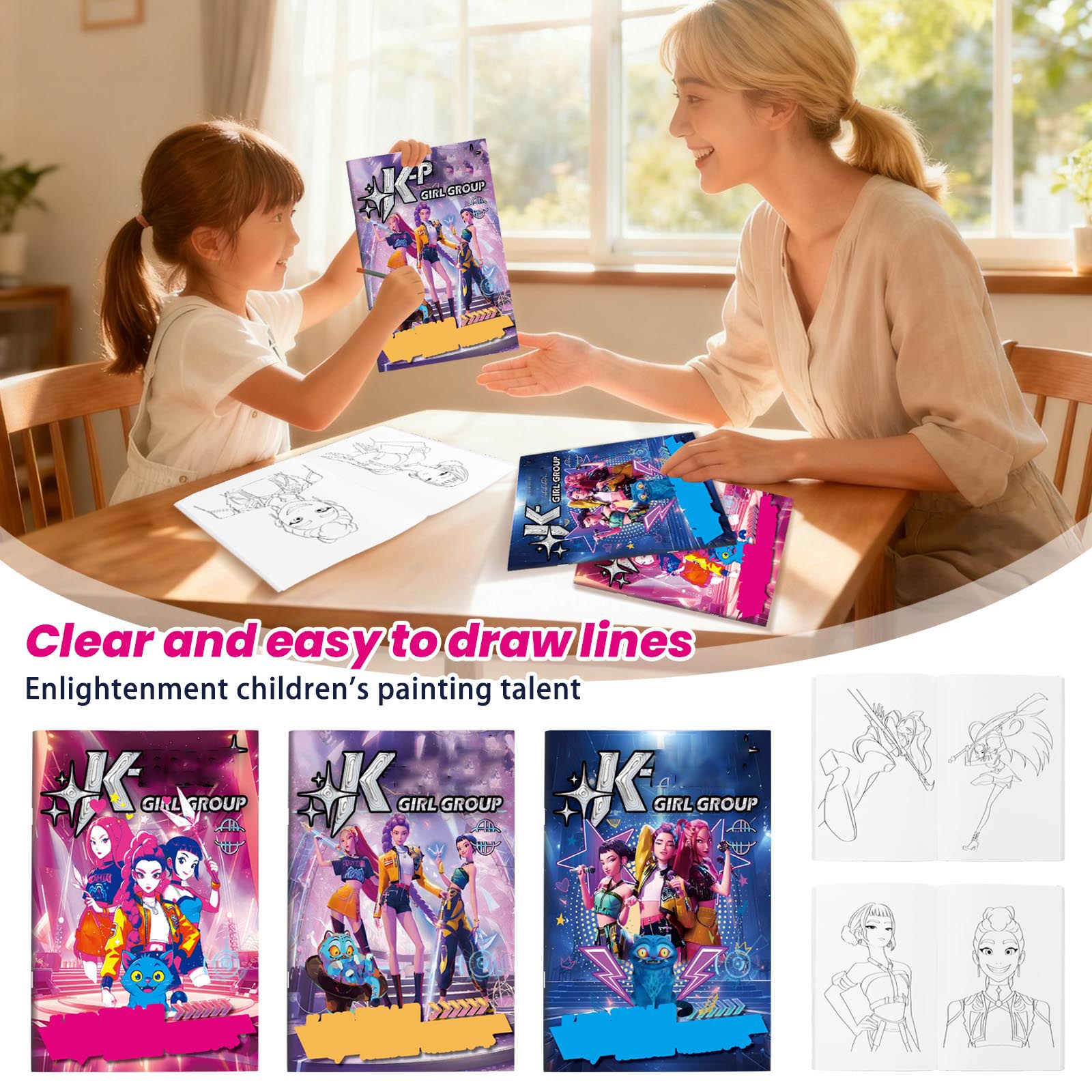 

Альбом для рисования, Детский мультяшный контур, Книжка-раскраска, Книга для развития навыков рисования, Книга для рисования для детского сада 3 шт. One Size