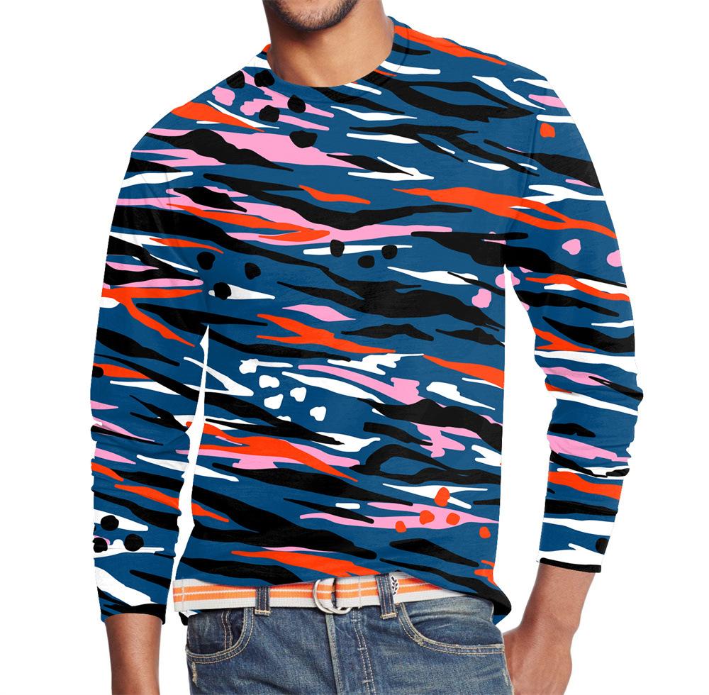 Men's Summer Long Sleeve Outdoors Camouflage Colorful Print T-Shirt Top Men Streetwear Clothing Long Sleeve T-Shirt Women's Pullover