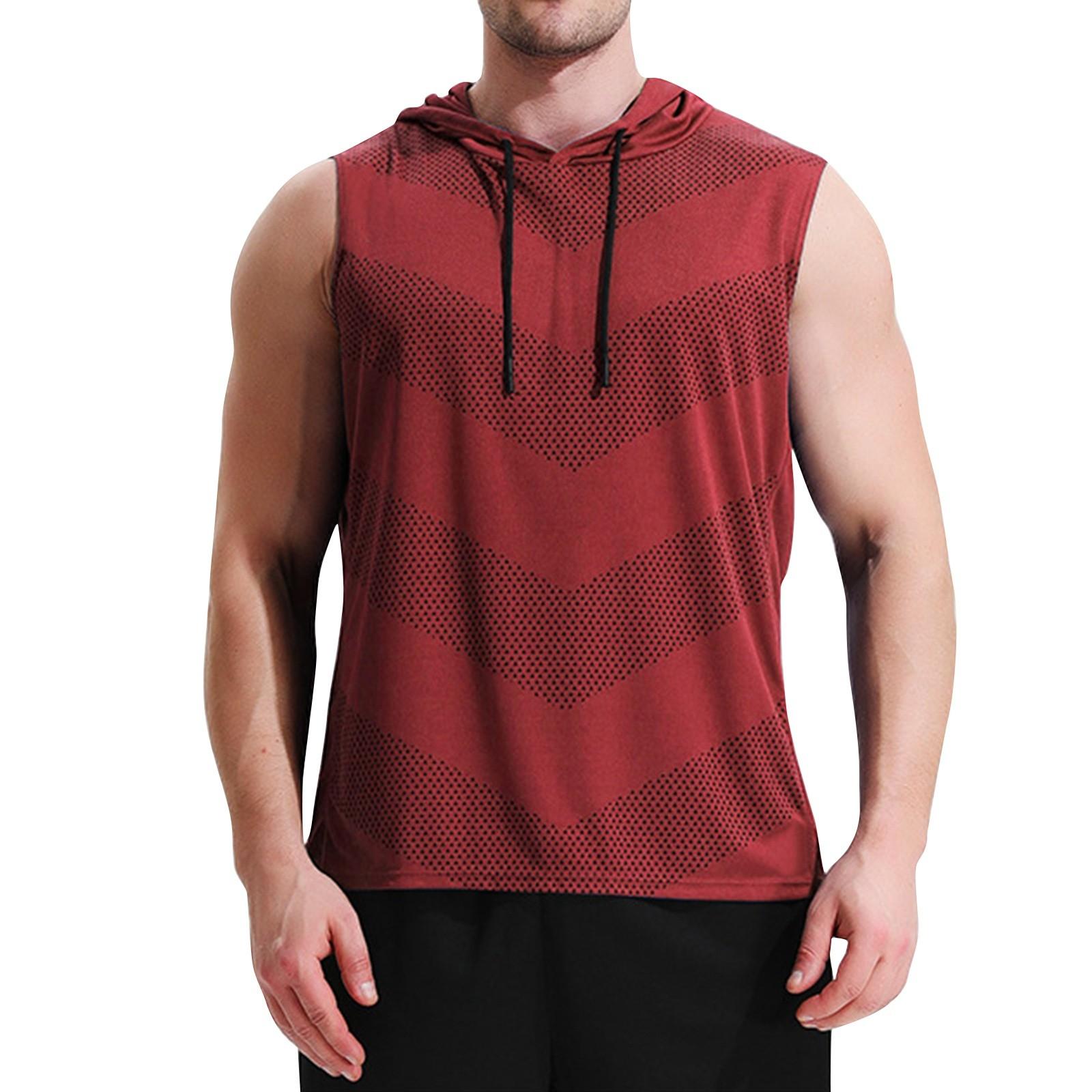 

Мужской летний однотонный безрукавный жилет с капюшоном, мужская спортивная быстросохнущая жилетка для бега и фитнеса XXXL