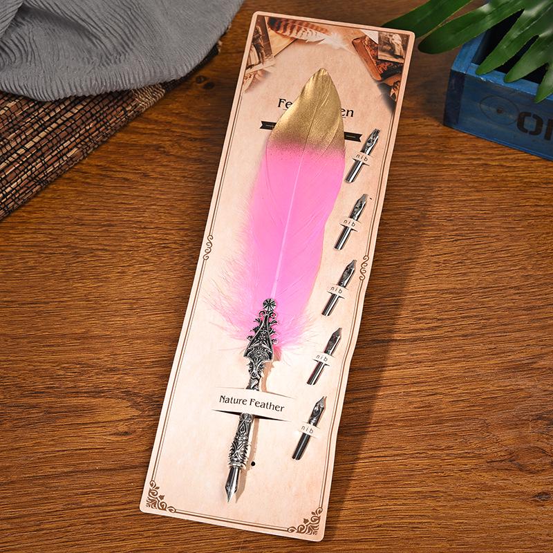 Creative Feather Dip & Fountain Pen Set - Stainless Steel Business & Birthday Gift