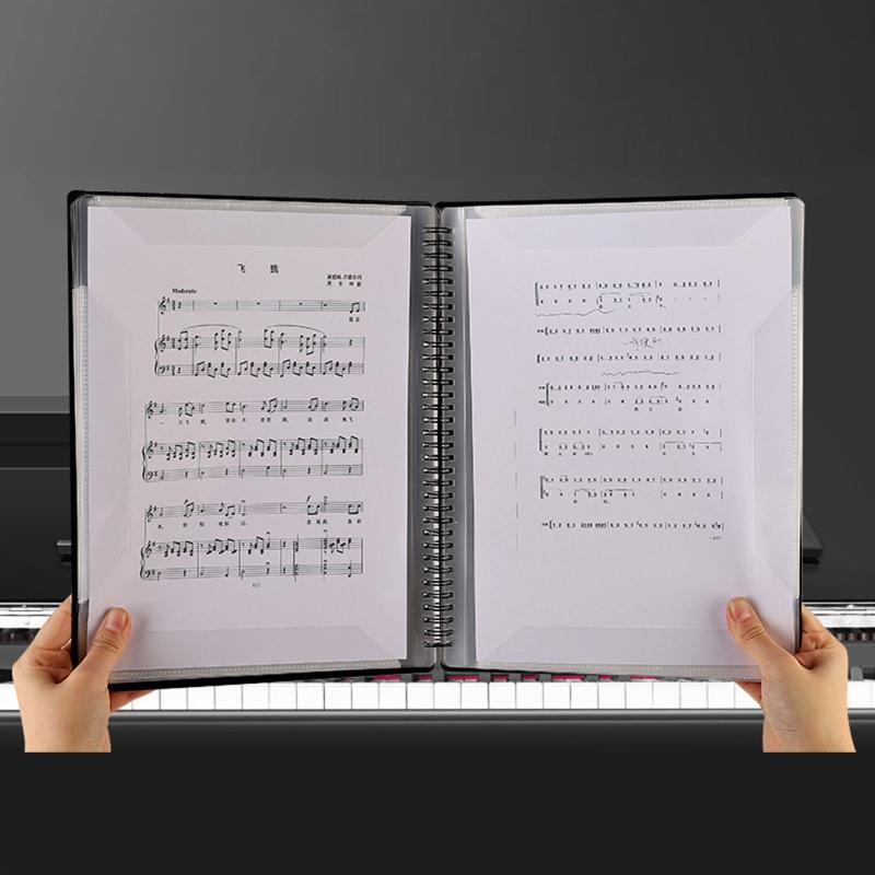 File Folder Waterproof Spiral-bound Sheet Music Binder 10 13 Inches 20 Sleeves Double Sided for Violinist Pianists