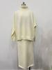 French knitted two-piece set, autumn/winter high neck, long sleeve, lazy drape sweater, straight-leg loose midi skirt for women