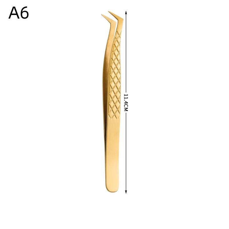 1Pcs Fiber Tip Gold Stainless Steel Lash Pickup Tool Eyelash Extension Tweezers For Volume Fans Classic Lash Isolation