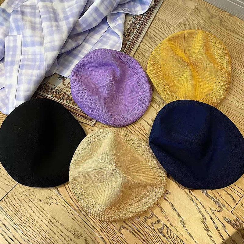 Fahion Kangaroo Embroidery hat Berets Hat Painter Style Caps Women Mesh knit Beret gift