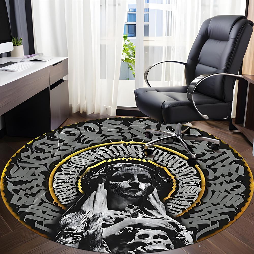 1 Stück Gothic Statue Stuhl Teppich für Büro, Runder Rutschfester Langlebiger Großer Büroteppich, Geeignet für Büro