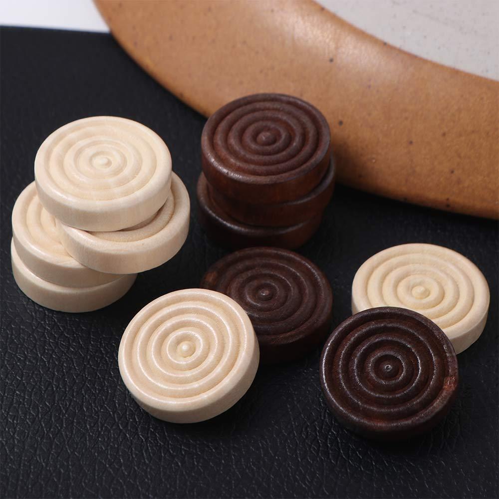 24Pcs/set International Checker Pieces Set Standard Delicate Chess Game Accessories Wooden Education Wooden Checker Pieces