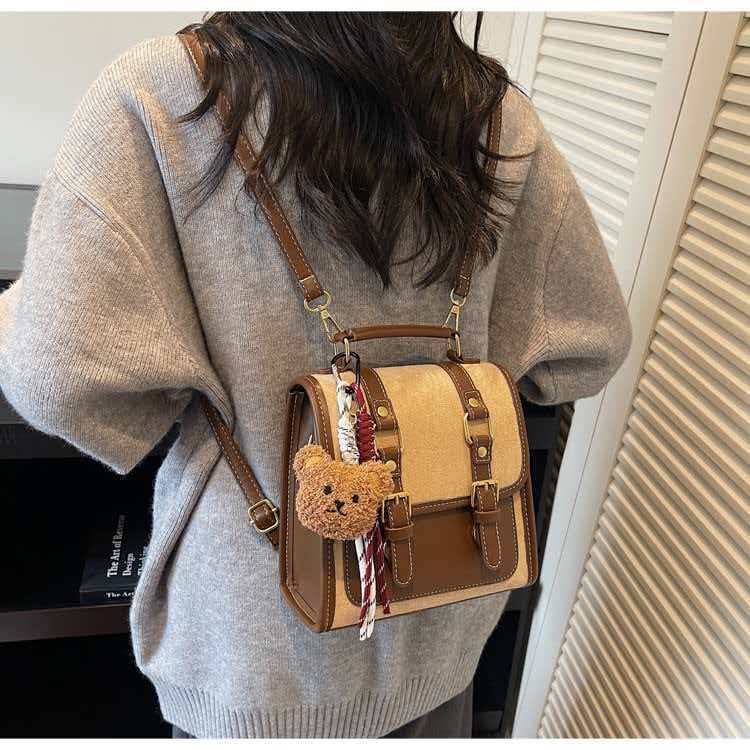 

Retro Matte Backpack Women s Fashionable All-matching Student Schoolbag Korean Street Trend Light Travel 20x9x20 single package хакі