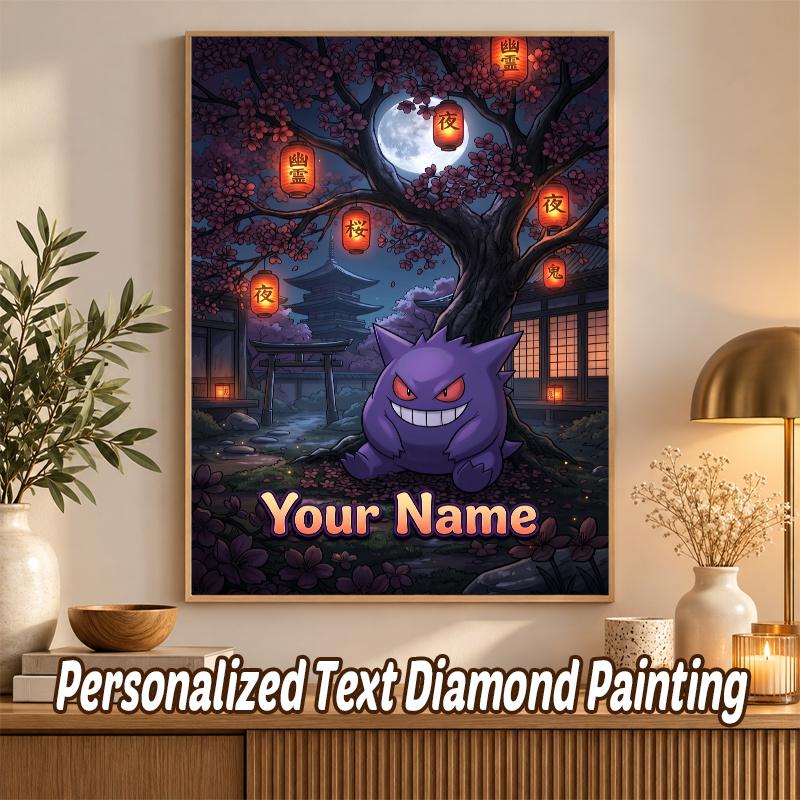 Gengar Custom Name Diamond Painting Personalized 5D Full Drill DIY Diamond Art Home Decor