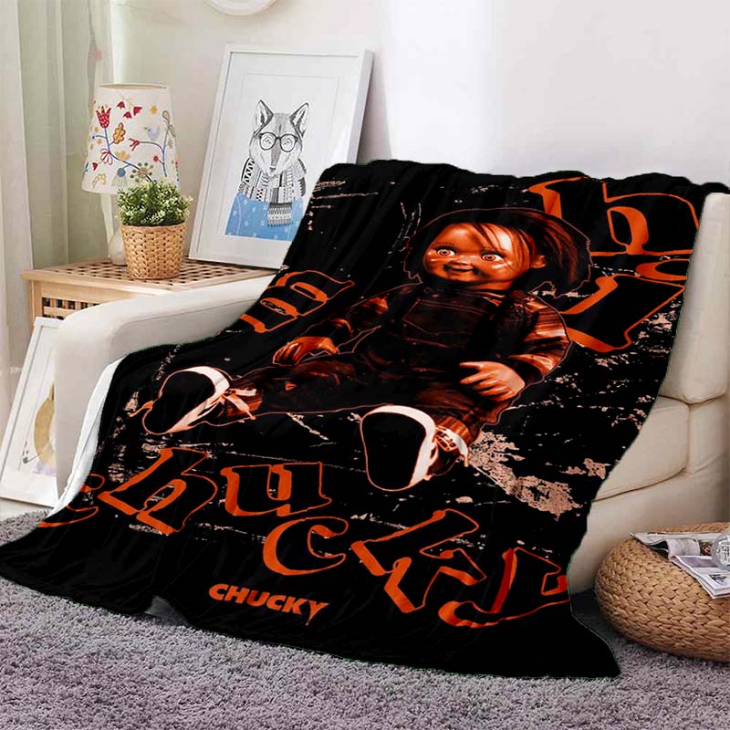 Chucky Child's Play Horror Movie Print Flannel Blanket Cozy Warm Throw Bedroom Sofa Birthday Present Indoor Home Holiday Decor