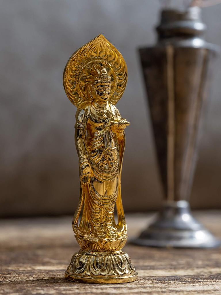 Buddhist statue of Shokannon Bodhisattva, 10cm (gold plated24k gold), sculptor: Shuun Makita, model: "Tendai, Shingon, Rinzai sects", Takaoka