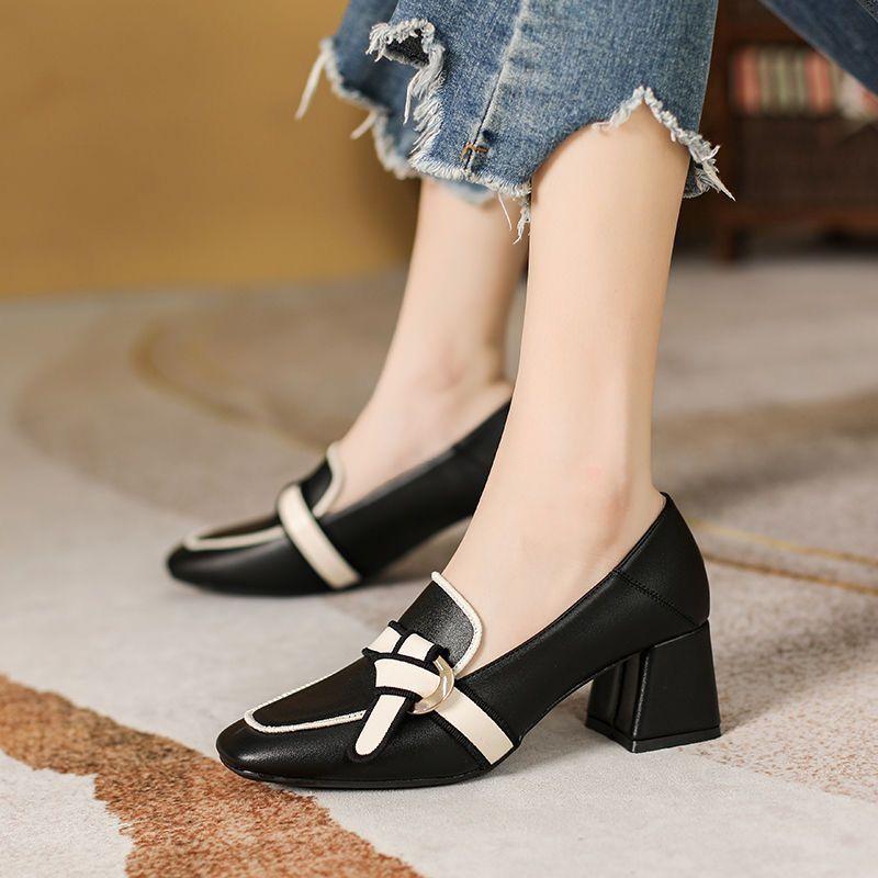 Retro With Medium Heels Square Toe Woman Pumps Spring and Autumn High Quality Quick Delivery Y2k On Promotion 39 Shoes for Women