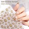 Retro-style DIY nail  Two(2) Gold stickers with floral patterns; strong-adhesive for nails or phone cases.