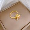 Real Gold Rotating Clover Ring Opening Adjustable Simple Jewelry Japanese Ring Couple Ring