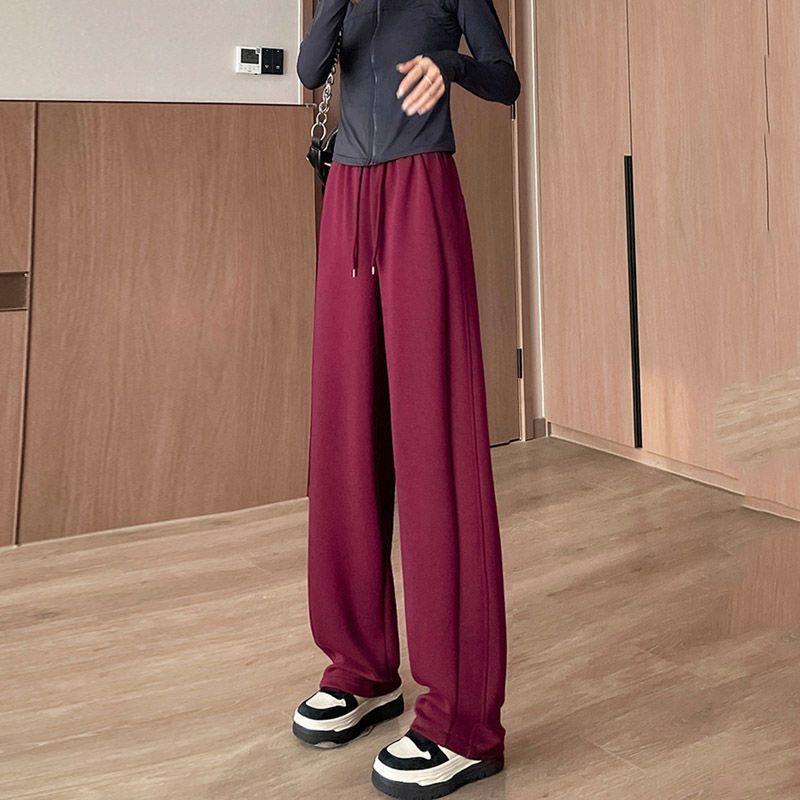 

Ankela Women s Autumn Red Slimming Straight-Leg Velvet Pants 2025 XS 75-90 lbs