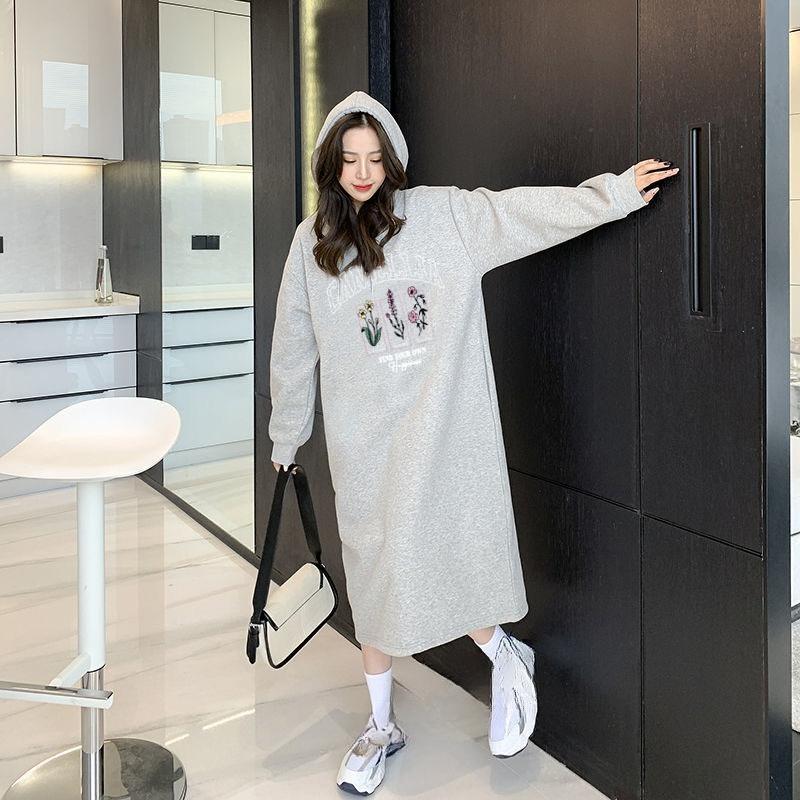 

Dress Women s Patchwork Skirt with Wide Hem, New Style for Big Size, Slimming T-shirt Skirt, Long-sleeved Hoodie Skirt One size сірий
