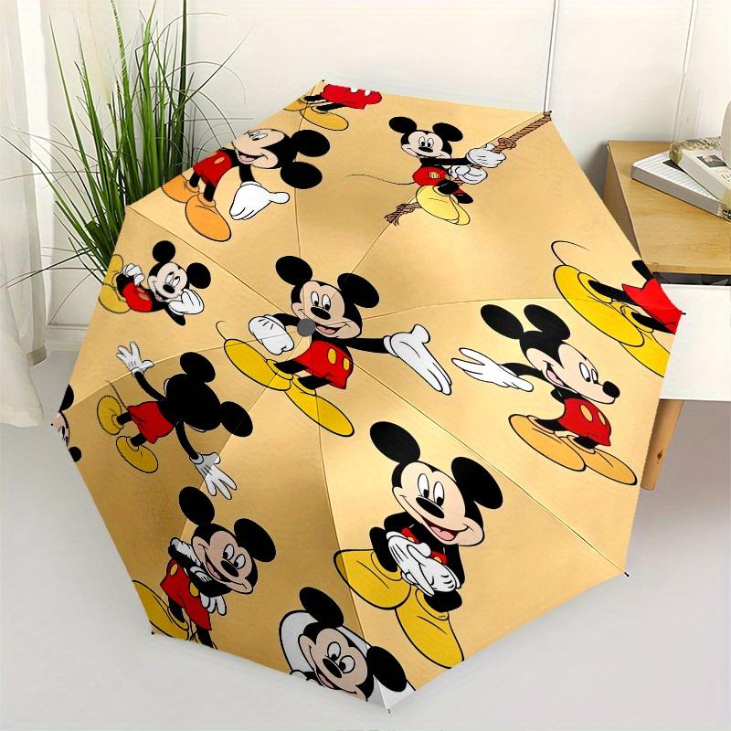 

Mickey Mouse,Cartoon Character Automatic Folding Umbrella - Simple 8-Rib Design, Bright Cartoon Pattern, Durable Iron Frame, Suitable For Tr
