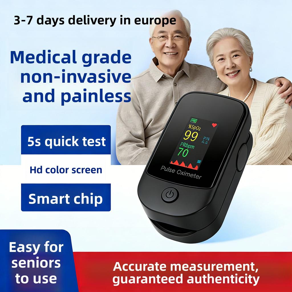 Pulse Oximeter for Oxygen Users - High-Precision Sensor & Buzzer Alarm