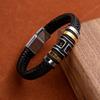 Fashion Personality Simple H Premium Hand-Woven Leather Intercolor Men'S And Women'S Stainless Steel Bracelet