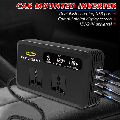 Car Inverter Power Adapter 200W 9.5V-15.5V To AC 220V Converter QC 3.0 USB/Type-C Charger Voltage Detection For Chevrolet Camaro