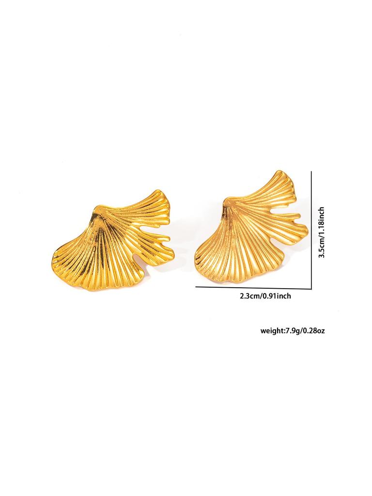 Gold C-Shaped Round Hoop Earrings with Bright Surface, French Light Luxury, High-End Stainless Steel