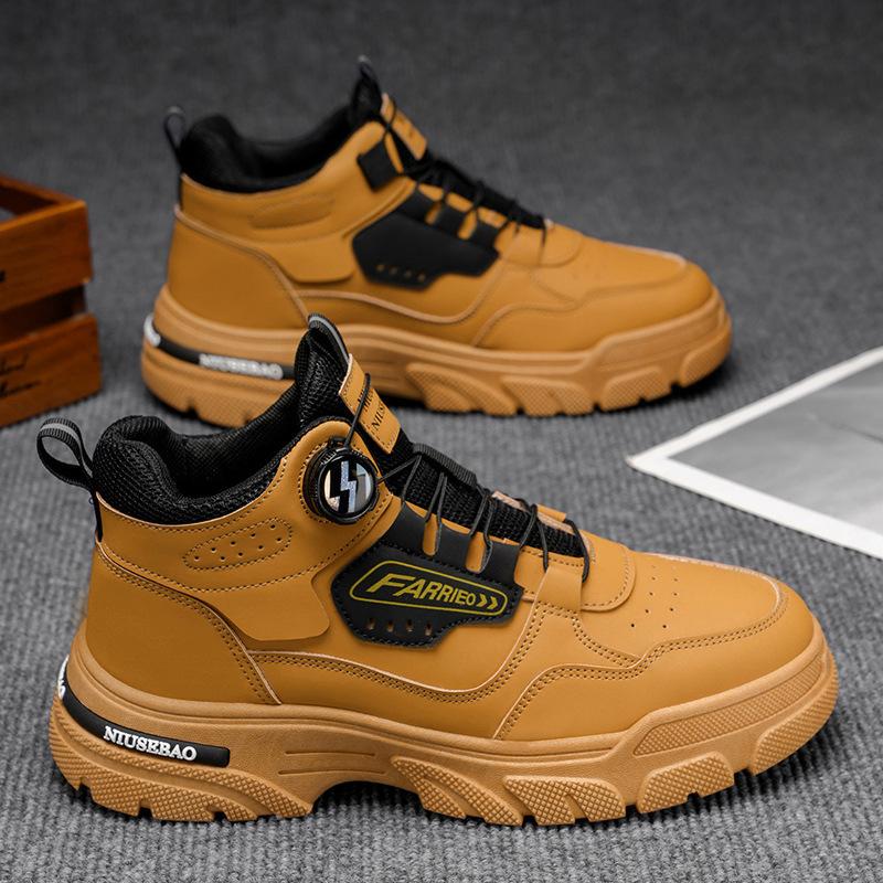 

High-top men s shoes autumn casual board shoes youth knob soft-soled sports Martin boots daily casual men s shoes 44