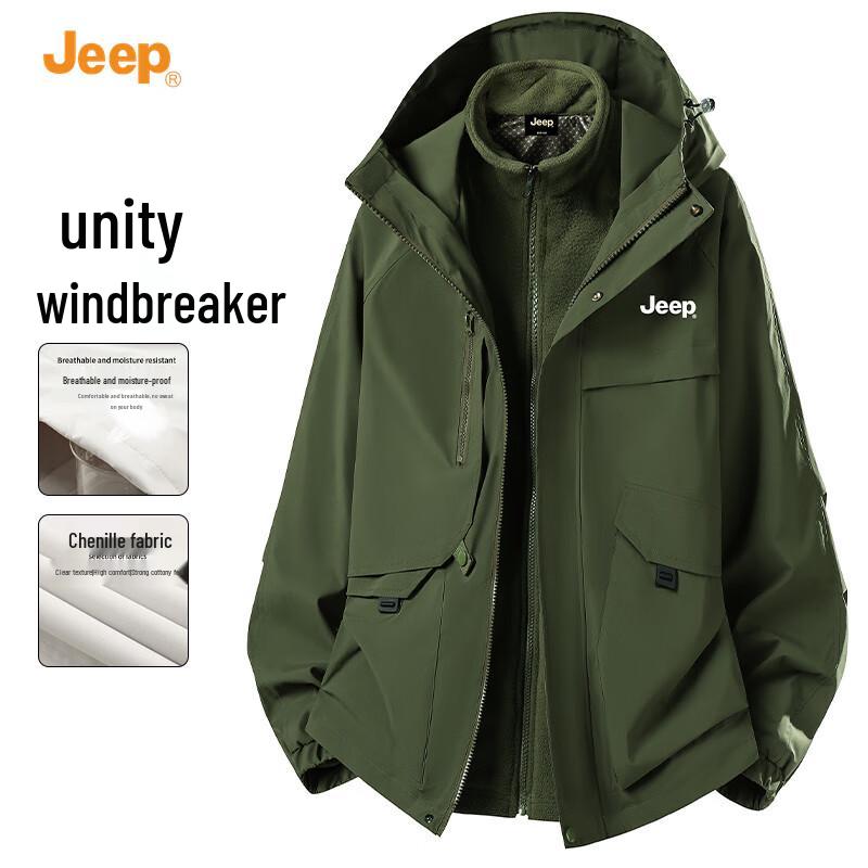 

JEEP Men s 3-in-1 Windproof Hooded Winter Jacket M