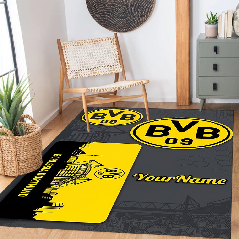 Borussia Dortmund Personalized Text Carpet Design for Entryway Study Room Game Room Hallway Anti-slip Rug Anime Office Decor Spiritual Gift