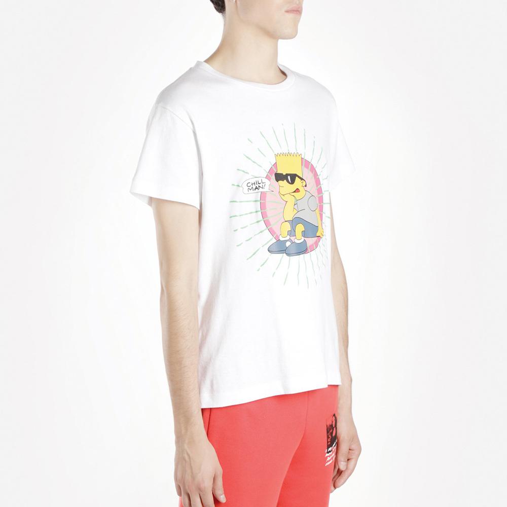 Off-White Bart Print Short Sleeve T-Shirt Men Tops White OMAA036S191850030188