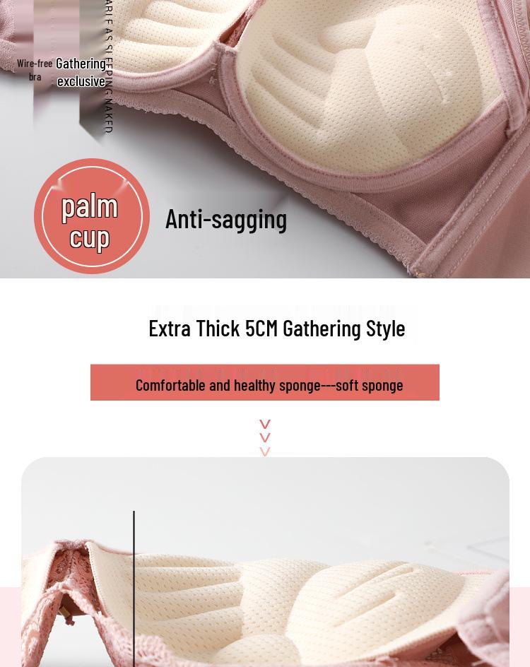 Ultra-Thick 8CM Cup Anti-Sagging Bra for Small Chest - Women's Gathered & Adjustable Design