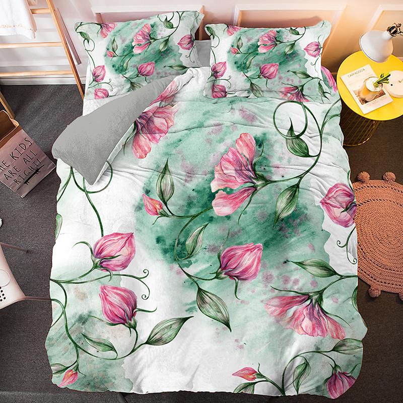 Цветочный узор пододеяльник комплект наволочек постельное белье комплекты Twin/Queen/King — фото 9