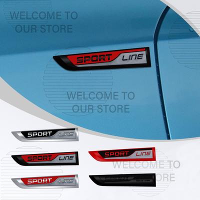 Car Decor Metal Sport Line Letter Emblem 3D Sticker Accessories For Rapid Kamiq Octavia Yeti Superb Body Side Trunk Decals