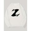 Men's White Letter Z Pattern Casual Crew Neck Sweatshirt.