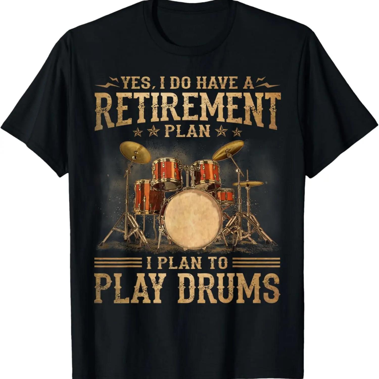 План выхода на пенсию - Я планирую играть на барабанах Футболка S чёрный