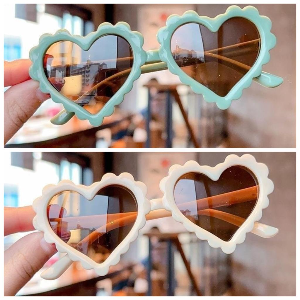 2pcs Ins Korean Children's Concave Shape All-match Love Sunglasses For Boys And Girls Anti-uv Glasses Internet Sunglasses
