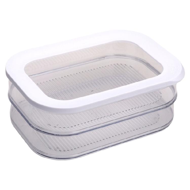 Kühlschrankgeeigneter Kunststoff-Lebensmittelaufbewahrungsbehälter mit auslaufsicherem Deckel Spülmaschinenfest Transparente Küchen-Organizer-Box