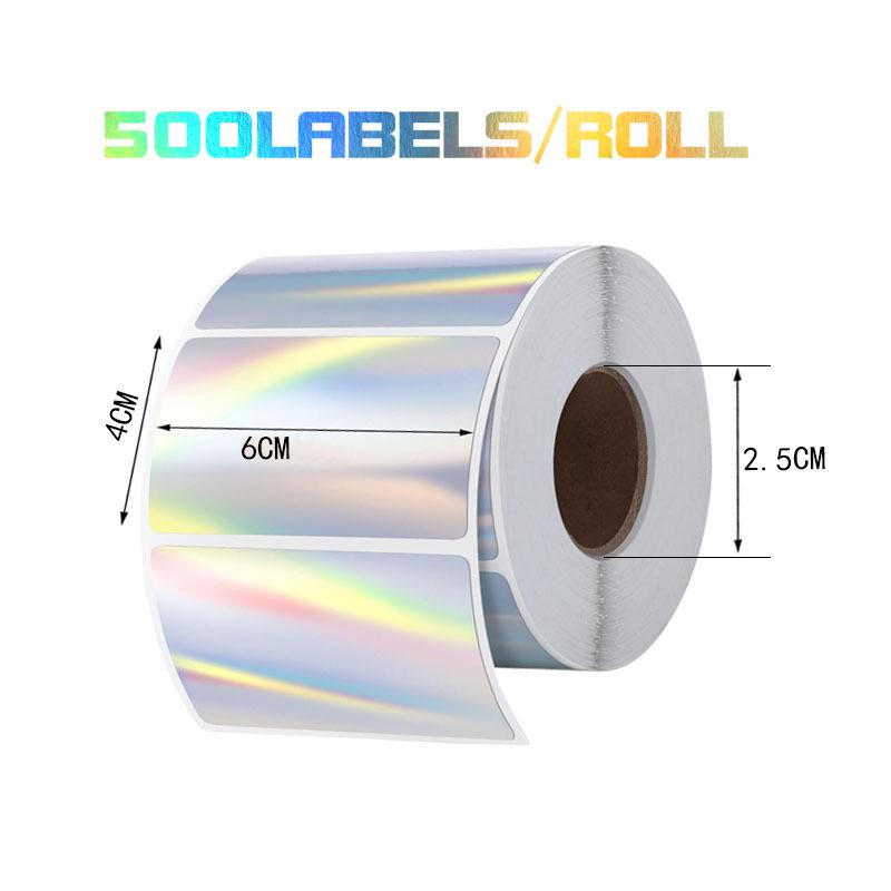 Personalized Silver Holographic Thermal Stickers: Self-Adhesive, Printable Labels for Blessings