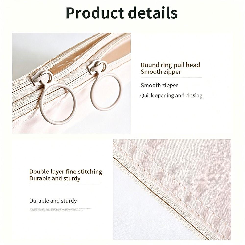 Multi-purpose Storage Bag Beige Zipper Closure Mesh Storage Pouch Lightweight Design Mesh Material Mesh Cosmetic Bag
