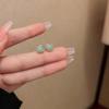 Mini Bead Imitation Hotan Jade Green Stud Earring for Women Female Sweet Jewelry Wedding Christmas Gift