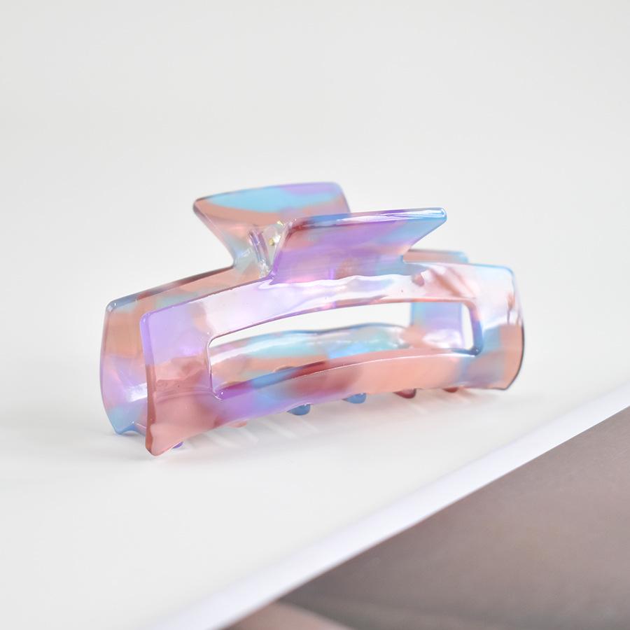 European & American Women’s Black & White Checkered Hair Clip - Large Acetate Acrylic Claw for Bun Hairstyles