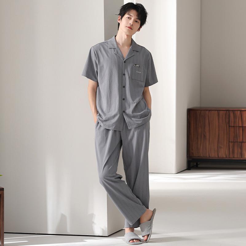 Pajamas Men's Summer Modal Short Sleeve Trousers Thin Teen 1011 New Summer Large Size Loungewear Set