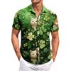 Men's Casual Short-sleeved Shirt Slim Fit Stylish Men's St. Patrick Print