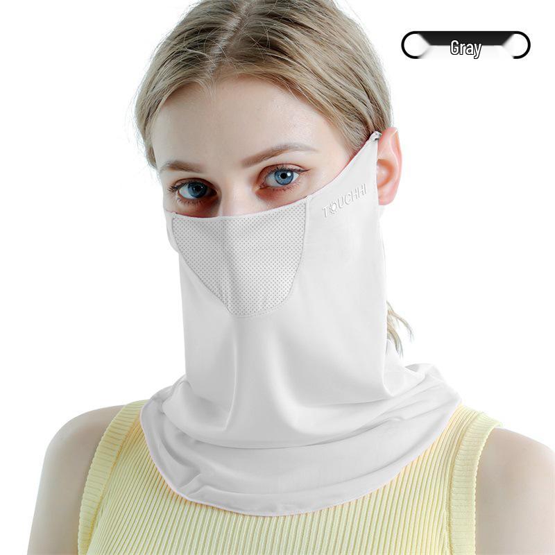 Ice Silk Women's Sunscreen Face Mask with 3D Eye Protection - Breathable, Thin, and Blush for Outdoor Cycling